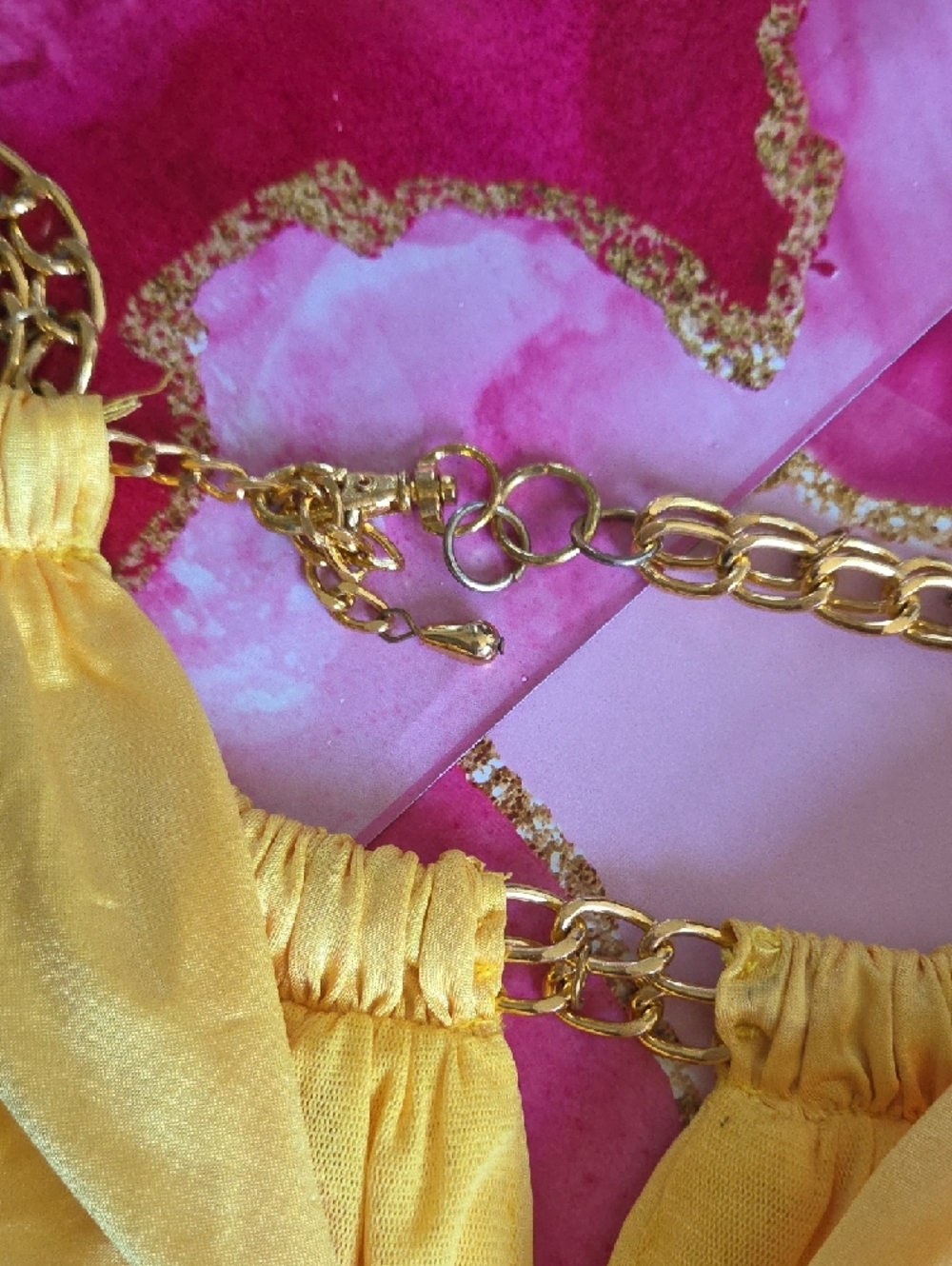 Cache Yellow One-Shoulder Chain-Trim Halter Top - Picture 4 of 4